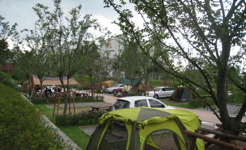 자동차 및 텐트 이미지