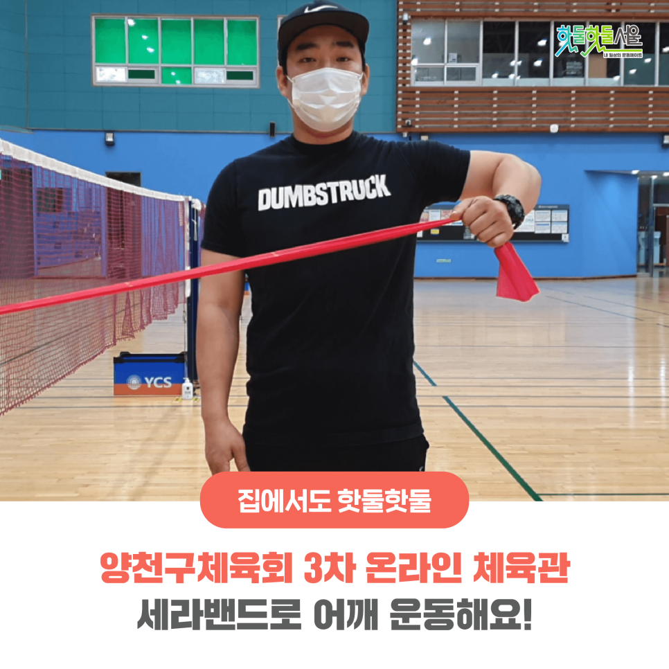 집에서도 핫둘핫둘 양천구체육회 3차 온라인 체육관 세라밴드로 어깨 운동해요!