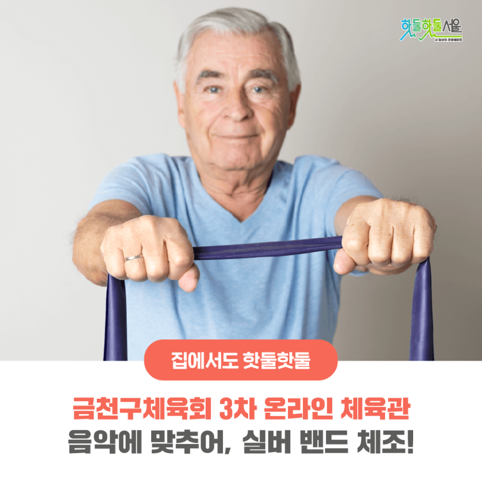 집에서도 핫둘핫둘 금천구체육회 3차 온라인 체육관 음악에 맞추어, 실버 밴드 체조!