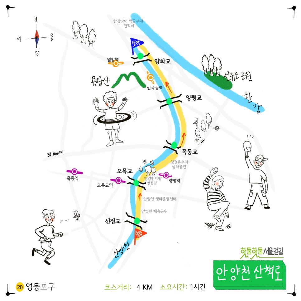 20영등포구 코스거리 4km 소요시간 1시간 안양천 산책로