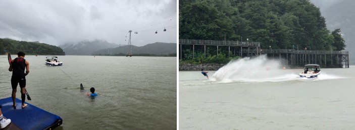 Screenshot%202024-08-07%20154605.jpg 슬라롬은 빠른 속도로 부표 사이를 정확히 통과하는지를 측정하며, 일정 속도에 도달하면 줄의 길이를 줄여가면서 진행합니다