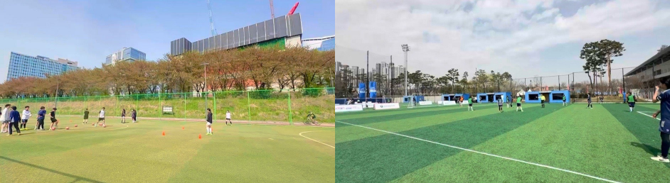 반면, 축구는 골키퍼 1명과 필드 플레이어 10명으로 총 11명으로 경기가 진행됩니다.