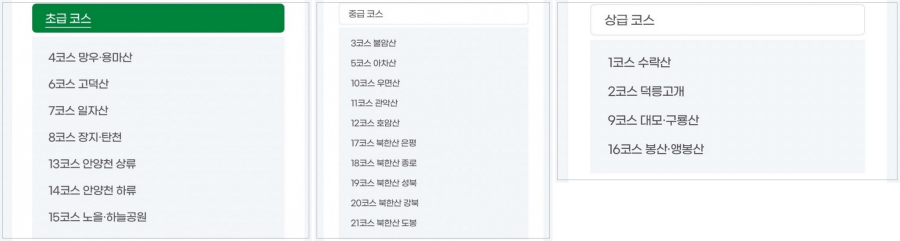 단계별 코스 : 초급, 중급, 상급 코스