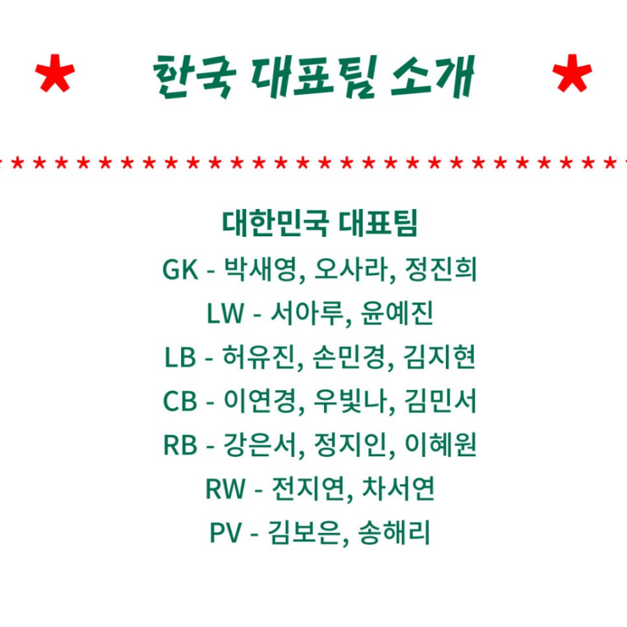 한국 대표팀 소개